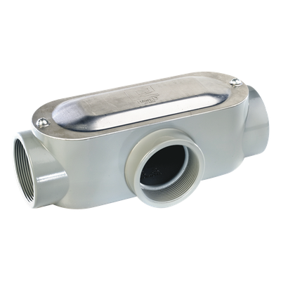 OT-0097C - Caja de Registro Ovalada / Tipo T / 1 1/4" (31.8 mm) / Aluminio Die-Cast / NPT Conduit Rígido / Hermética 90°