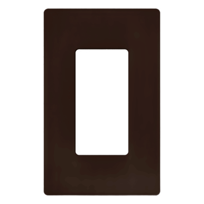 CW1-BR - Placa de pared Claro / 1 espacio (1-gang) / sin tornillos visibles / apertura decorador / termoplástico brillante café / 11.9 x 7.5 cm