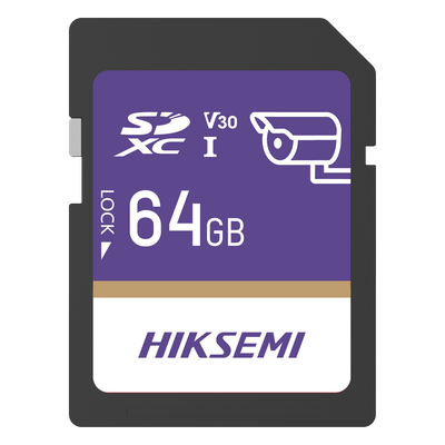 HS-SD-P10/64G/GUARDPRO - Tarjeta SD / 64 GB / Lectura 100 MB/s / Escritura 90 MB/s / Clase 10 U3 V30 / 3D TLC NAND / -25°C a 85°C (-13°F a 185°F) / Videovigilancia 24/7
