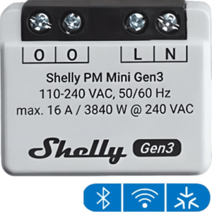 SHELLYPMMINIGEN3 - Medidor de consumo inteligente / Wi-Fi 2.4 GHz / 1 canal 16A / Alcance 10-30 m / Compatible Alexa y Google Home