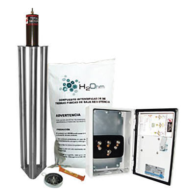 TG-100K-AI - Kit de Puesta a Tierra / 100 A / Electrodo Acero Inoxidable / Filtro LCR / Compuesto H2Ohm / 1/2" Borne