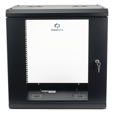 SR1912LH3G - Gabinete de Pared / 12U / 19" / 455 mm Profundidad / Cristal Templado / 80 kg Carga / 1.99 x 2.04 x 1.57 pies