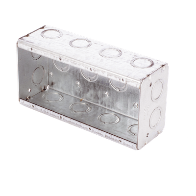 HUB-693 - Caja Multigang de Acero Galvanizado / 4 Gangs / Profundidad 2.5 in / 20 Entradas TKO 1/2"-3/4" / Capacidad 63.5 in³ / UL Listed