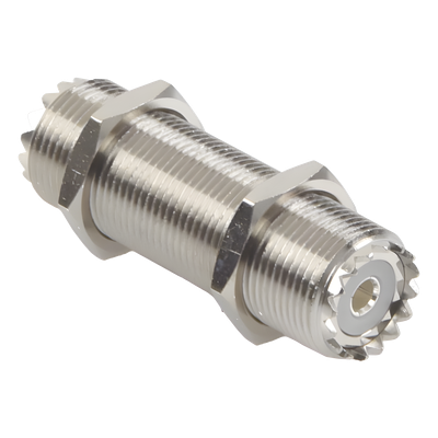 RFU-537 - Adaptador Pasamuros / Doble UHF Hembra SO-239 / Montaje Chasis / Cuerpo Niquelado / Contacto Plateado