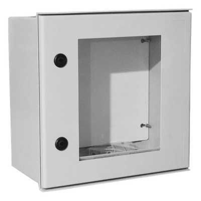 PST-4040-20PT - Gabinete de Poliéster IP65 / Puerta Transparente / 400 x 400 x 200 mm / Carga 25 kg / Placa Trasera Incluida