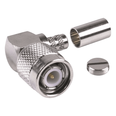 RFT-1218-X - Conector TNC Macho / Ángulo Recto / RG-8/X / LMR-240 / Níquel / Oro / Teflón