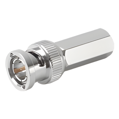 RFB-1705 - Conector BNC Macho / Ensamble Roscable / RG-59/U / 75 Ohm / 14 mm x 37.6 mm / Níquel-Oro-Delrin