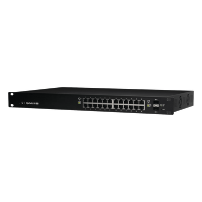 ES-24-500W - Switch EdgeMAX Administrable de 24 Puertos Gigabit con PoE+/PoE Pasivo 24V + 2 Puertos SFP, 500 W