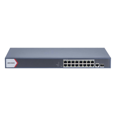 DS-3E1518P-EI/M - Switch PoE+ Monitoreable / 16 Puertos Gigabit / 1 Puerto Uplink Gigabit / 1 Puerto SFP / Alcance Extendido 300 m (984.3 ft) / 130 W / Gestión en Nube