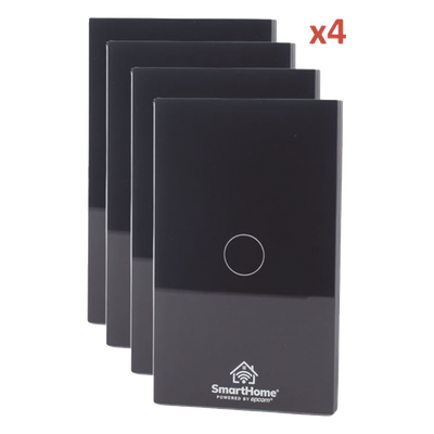 SH411W4K - Kit de Apagadores Inteligentes WiFi / 3 Circuitos Independientes / 2.4 GHz / 800W por Canal / 100V-250V / Panel de Vidrio Templado 120mm x 72mm (4.72in x 2.83in)