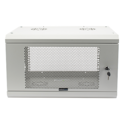 SR1906LH3PW - Gabinete de Pared / 6U / 19" / Profundidad 455 mm (1.49 ft) / Carga 80 kg / Acero Reforzado / Puerta Perforada / Color Blanco