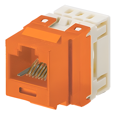 NKP5E88MOR - Módulo Jack de Cobre / Categoría 5e / RJ45 Keystone / Terminación 110 / 8P8C / Naranja / Sin Blindaje / 25 Unidades