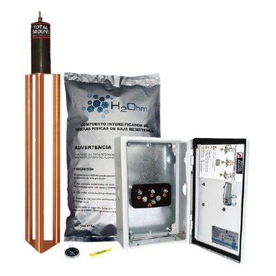 TG-45K - Kit de puesta a tierra / 45 A / Resistencia <2 ohm / Electrodo cobre electrolítico / Filtro LCR / Compuesto H2Ohm / Gabinete NEMA 4