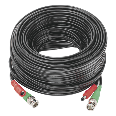 DIY-20M-4K - Cable Coaxial BNC RG59 + Alimentación / SIAMES / 20 Metros (65.62 Pies) / CCA / 4K / Interior y Exterior