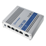 TSW100 - Switch Industrial No-Administrable / 5 Puertos Gigabit / 4 Puertos PoE+ 802.3af/at / 120W Total / -40°C a 75°C / Riel DIN / 115x32x95 mm (4.5x1.3x3.7 in)