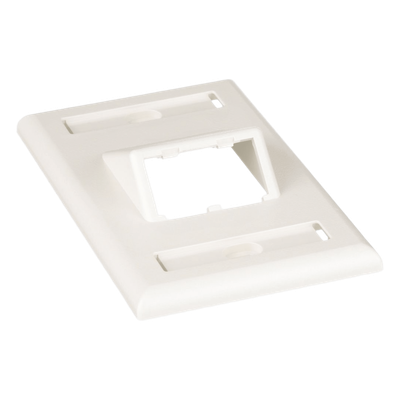 CFPSL2IWY - Placa de Pared Vertical / 2 Puertos Mini-Com Inclinados / ABS / Blanco Mate / Con Etiquetas
