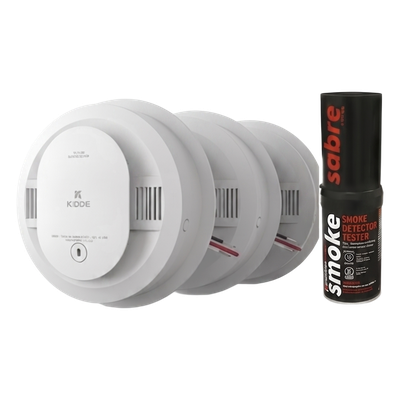 210314661KSABRE - Kit de Detectores de Humo Autónomos / 20 Piezas / Fotoeléctrico / Batería 10 Años / 85 dB / Probador Incluido