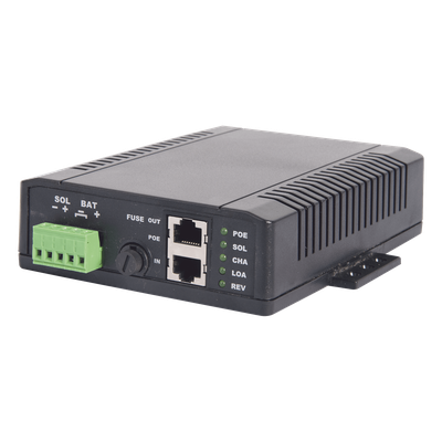 SYSPOE12 - Controlador Solar POE, Entrada 12 Vcc Hasta un Panel Solar de 125 Watts, Salida PoE Pasivo en 12 Vcc Hasta 10 Watts Máximo.