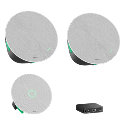 CMKIT-121 - Kit de Audio para Videoconferencia / Micrófono de Techo con 16 Cápsulas / Altavoces de Techo / Switch PoE Integrado / Cobertura Extendida para Salas Medianas y Grandes