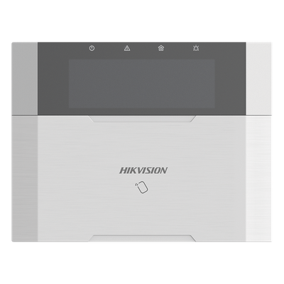 DS-PK1-LRT-HWB - Teclado de alarma / Pantalla LCD / Lector RFID integrado / 2 zonas cableadas / 1 salida de alarma / 64 llaveros / 12VCC / 150x115x28 mm / 5.9x4.5x1.1 in