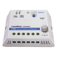 LS-3024-EU - Controlador Solar PWM / 12/24 VDC Auto / 30 A Carga-Descarga / USB 5V 2A / Positivo Común / IP20