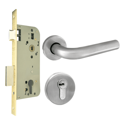 85208 - Kit de Manija y Mecanismo para Puerta / Acero Inoxidable / Puertas 35-45 mm / ANSI Grado 2 / 600,000 Ciclos / Cilindro 35 x 35 mm