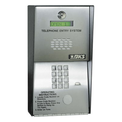 1802-082 - Audioportero Telefónico DKS Para 600 números Telefónicos / Control Para 2 Puertas / Gabinete Para Sobreponer/ Marcación a 16 Digitos / Linea Análoga o Digital