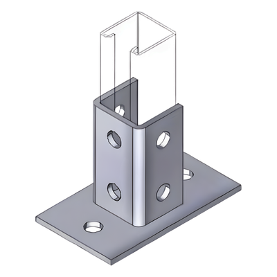 ANC-HN01 - Base de Montaje Cuadrada / 4 Perforaciones / Acero Galvanizado / Perfil Sencillo Industrial