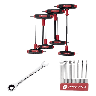 PSTK-03-001 - Kit de Herramientas / Montaje Solar / 3 Piezas / Llave 1/2" con Matraca / 7 Puntas Hexagonales / 7 Llaves Hexagonales Tipo L