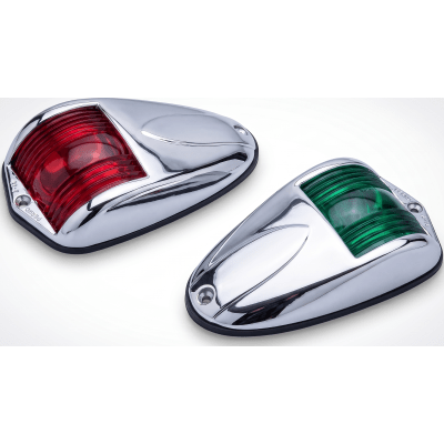 1264-DP0-CHR - Set de Luces Laterales de Montaje Horizontal con Carcasa de Acero para Embarcaciones a Motor de Menos de 12 Metros
