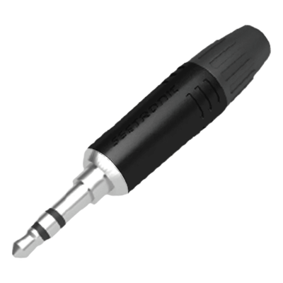 M2TP3C-B - Conector Estéreo Macho 3.5 mm / Carcasa Cromada Negra / Contacto Niquelado / Cable OD 2-4.5 mm