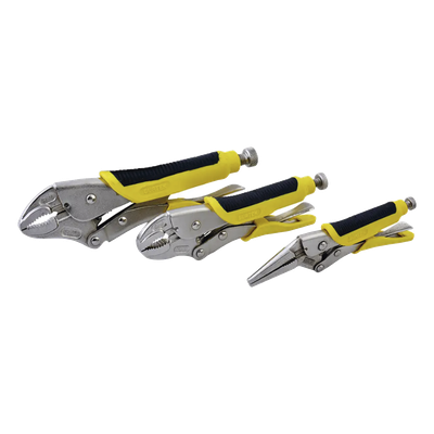 SYS-115-085 - Juego de Pinzas de Presión / 3 Piezas / Acero al Cromo Molibdeno / Mangos Bimateriales Aislantes / ASME B107.500