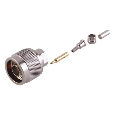 RFN-1005-B-03 - Conector Coaxial N Macho / Anillo Plegable / RG-174/U, Belden 8216 / Bronce Niquelado / Contacto Oro