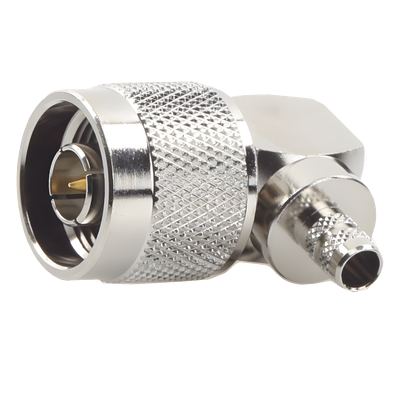 RFN-1009-X-04 - Conector N Macho en Ángulo Recto / Anillo Plegable / Cables RG-8/X, LMR-240 / Níquel, Oro, Teflón