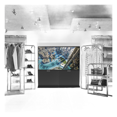 DS-CW2X2LUY-55 - Kit Videowall / 2x2 / 55 Pulgadas / Full HD 1920x1080 / Controlador 2 HDMI In / 4 HDMI Out / Base de Piso 80 cm / 2.78 x 2.24 pies