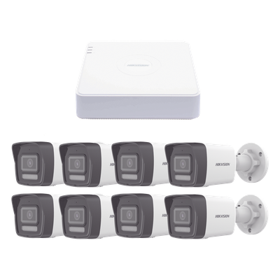 KIPCV2M/8B - Kit IP 1080p (2 Megapixel) / NVR de 8 Canales con 8 Puertos PoE / 8 Cámaras IP Bala ColorVu Lite y Motion Detection 2.0 / Micrófono Integrado