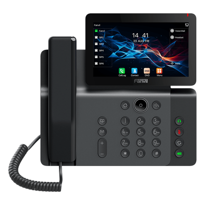 V66 - Teléfono IP Empresarial / Pantalla Táctil 7" / Wi-Fi 6 / Bluetooth 5.4 / 20 Líneas SIP / Cámara 1080p / PoE / Material Antibacterial