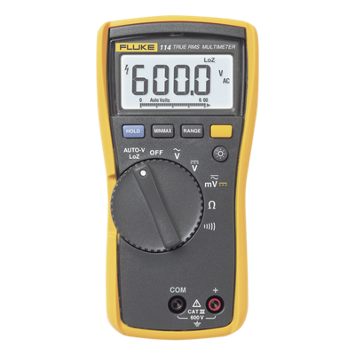 FLUKE-114 - Multímetro Digital / Autovolt CA/CC / 6,000 Recuentos / CAT III 600 V / Retroiluminación LED / Detección Voltaje Fantasma