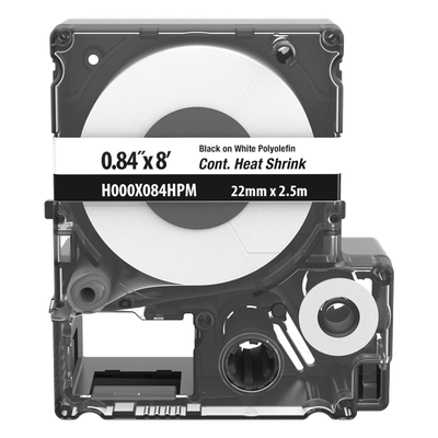 H000X084HPM - Casete de Etiquetas Termocontráctiles / Poliolefina 2:1 / 21.3 mm (0.84') Ancho / 2.4 m (7.87') Largo / Rango 8-1 AWG / Blanco