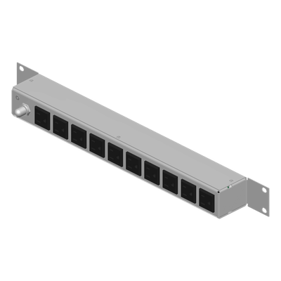 HTCM-1U-10CW - PDU Horizontal / 10 Tomas NEMA 5-15R / Rack 19 in 1UR / 120Vca 15A / Reestablecedor 15A / Cable 2.5 m (8.2 ft) / Acero Rolado en Frío
