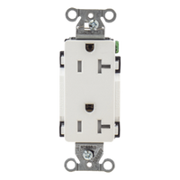HUB-DR20-WHI-TR - Contacto Duplex Decorador / 20 A / 125V / NEMA 5-20R / 2 Polos 3 Hilos / Resistente a Manipulaciones / Grado Industrial / 3.28 x 1.14 x 1.29 in