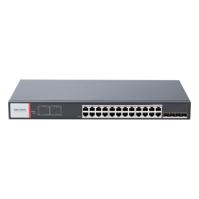 DS-3T1528HP-SI-24P4F - Switch Industrial Administrable / 24 Puertos Gigabit PoE+ / 4 Puertos SFP / Alcance Extendido 300 m (984.3 ft) / 370 W / Gestión en la Nube