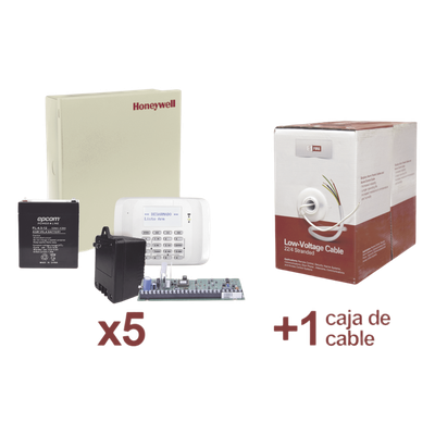VISTA48/2204KT5 - Kit de 5 paneles de control de alarma / VISTA-48LA / Hasta 48 zonas / Comunicación por línea telefónica / Batería y transformador / Cable 305 m
