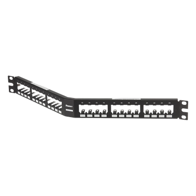 CPA24BLY - Panel de Parcheo Modular / Angulado / Blindado / 24 Puertos / 1UR / Acero Inoxidable