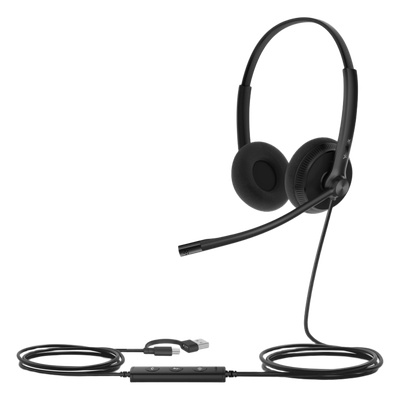 UH34-LITE-DUAL-TEAMS-USB-C/A - Auriculares USB / Cancelación de Ruido con IA y ANC Híbrido / Certificación Microsoft Teams Premium / Altavoz 35 mm HD / USB-C/A Plug-and-Play / Indicador LED de Ocupado