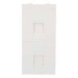 SM-FP-2-KEY - Placa Plana de Voz y Datos / Guardapolvo Integrado / 2 Puertos Keystone / Perfil 5 mm / 108 × 52 mm / 4.25 × 2.05 pulgadas / Color Blanco