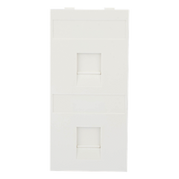 SM-FP-2-KEY - Placa Plana de Voz y Datos / Guardapolvo Integrado / 2 Puertos Keystone / Perfil 5 mm / 108 × 52 mm / 4.25 × 2.05 pulgadas / Color Blanco