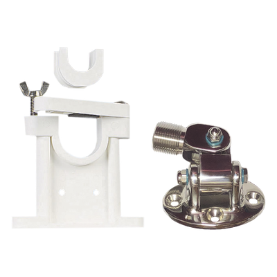 410R/2 - Kit de montaje de acero inoxidable ajustable con soporte para antenas de 1" ó 1 1/2" de Diámetro. Rosca Estándar 1" x 14 Hilos.