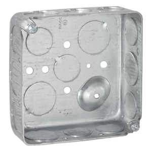 HUB-192 - Caja Cuadrada Eléctrica / 4 x 4 in / Profundidad 1.563 in / Capacidad 21 in³ / 17 Entradas Conduit / Acero Galvanizado Troquelado