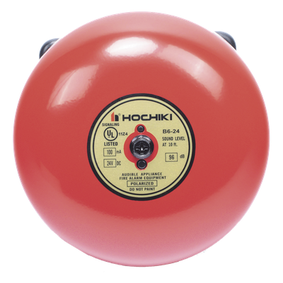 B6-24 - Campana de alarma de incendio / 6 pulgadas (0.5 pies) / 24 VCD / 96 dB / UL listado / Uso exterior / Montaje en caja 4 pulgadas